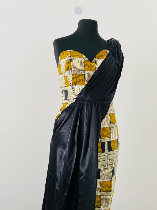 robe en satin avec des plies - robe longue en satin - couturiere sur cergy  