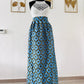 Jupe Longue en Wax Taille Haute - Jupe maxi Wax bleu - Kaysol Couture