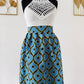 Jupe Longue en Wax Taille Haute - Jupe maxi Wax bleu - Kaysol Couture