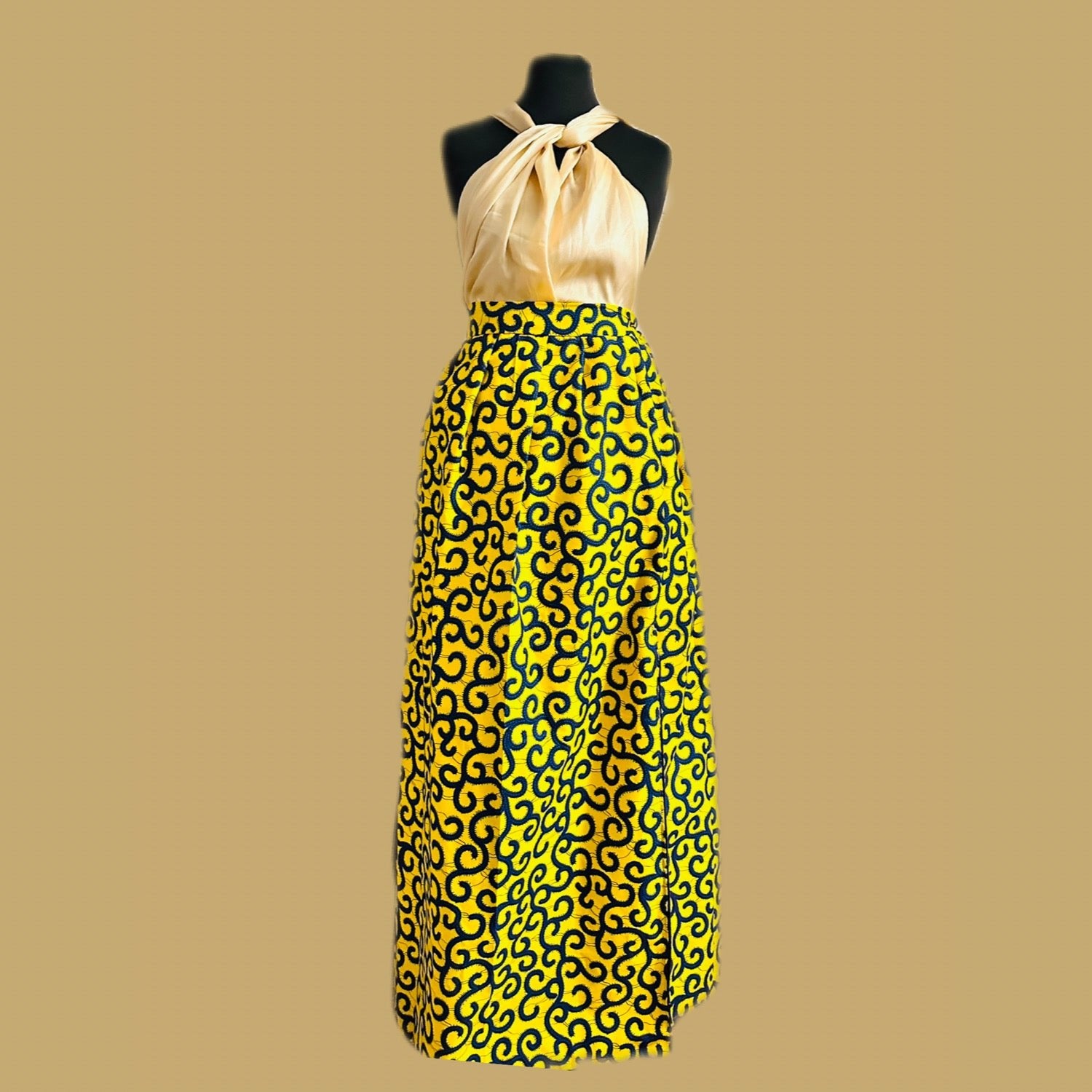 Jupe longue en wax verte - Kaysol Couture