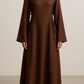 Robe longue en lin marron – Marina – Modeste, fluide, ajustable
