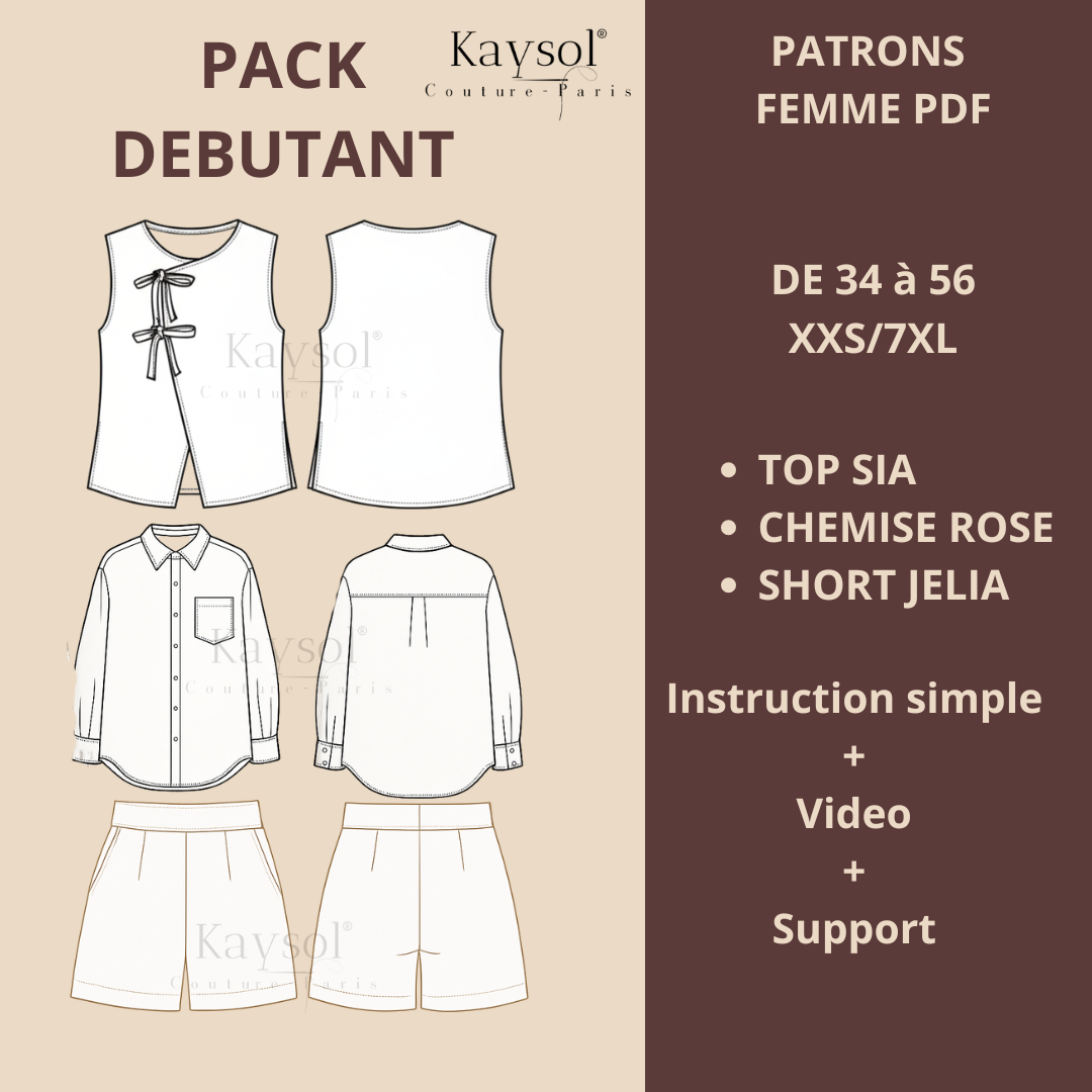 Pack Couture Débutant Femme – Apprendre à Coudre ses Tenues (Patrons PDF 34–56)