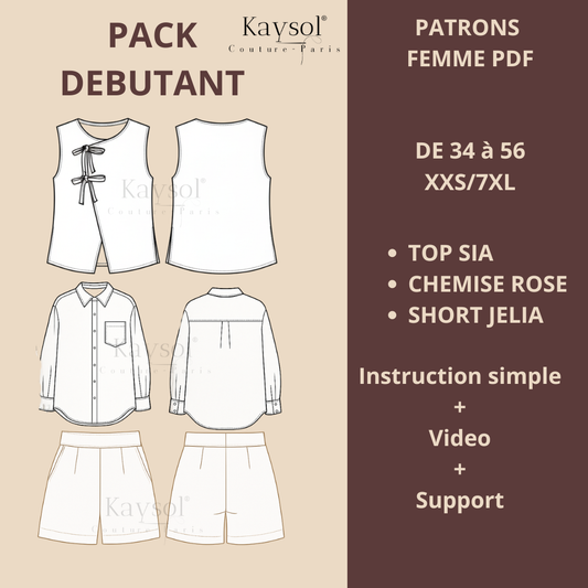 Pack Couture Débutant Femme – Apprendre à Coudre ses Tenues (Patrons PDF 34–56)