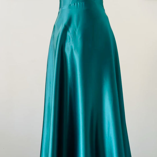 Jupe Longue Bleu Canard - Jupe longue en Satin Duchesse - Tenue de Soirée