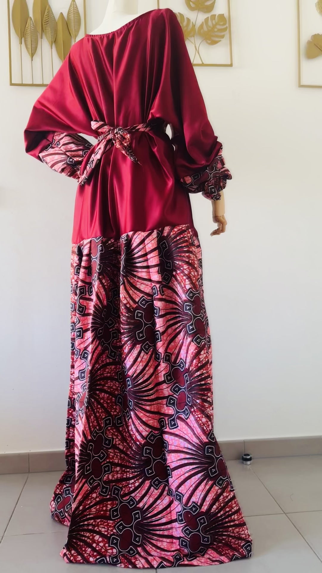 Robe longue en Wax - robe manche longue en wax - mode africaine- modele robe wax - robe de mariée africaine - robe de soirée africaine 