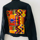 Veste en jean noir avec dos en tissu wax coloré – Kaysol Couture