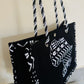 Sac cabas en Wax - Bogolan Noir / Carte Afrique