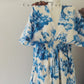 Robe Infinity en wax - Fleurs Bleu Roi - Poches / avec D'autres Choix Motif