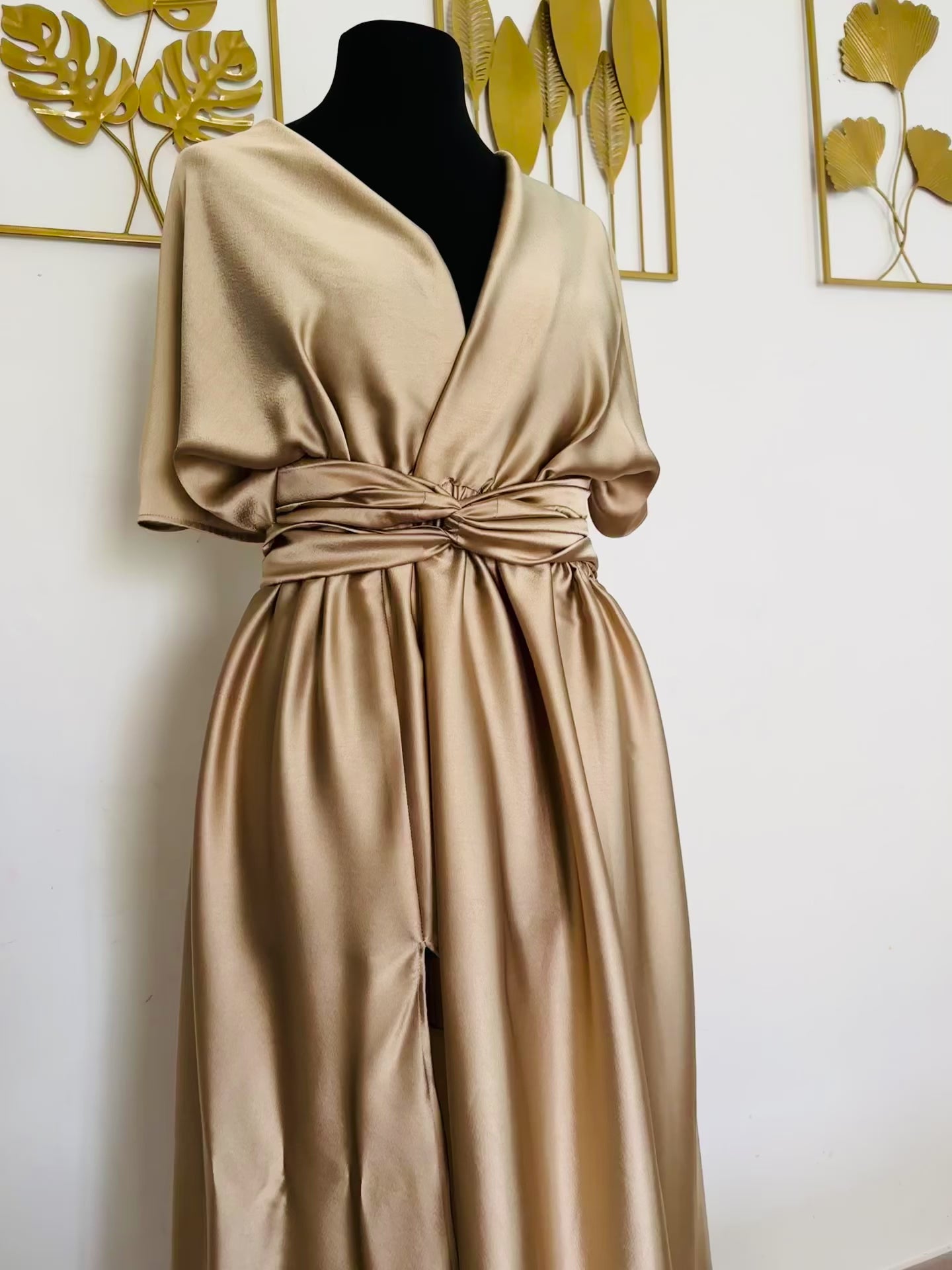 Robe demoiselle beige champagne doré 