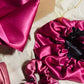 Box boucleur cheveux sans chaleur en satin premium avec bonnet recto verso, heatless curls rose gold, 3 chouchous et taie d’oreiller assortie.