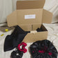 Coffret | 100 % Soie de mûrier | Taie en Soie | Bonnet et Chouchous assorti | Noir/Bordeaux