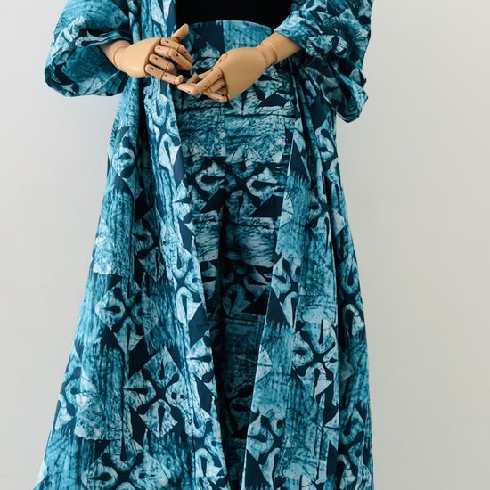 Kimono Maxi - Tie & Dye Turquoise - tenue plage - kimono maxi pour  femme - avec pantalon en ample  set tenue femme