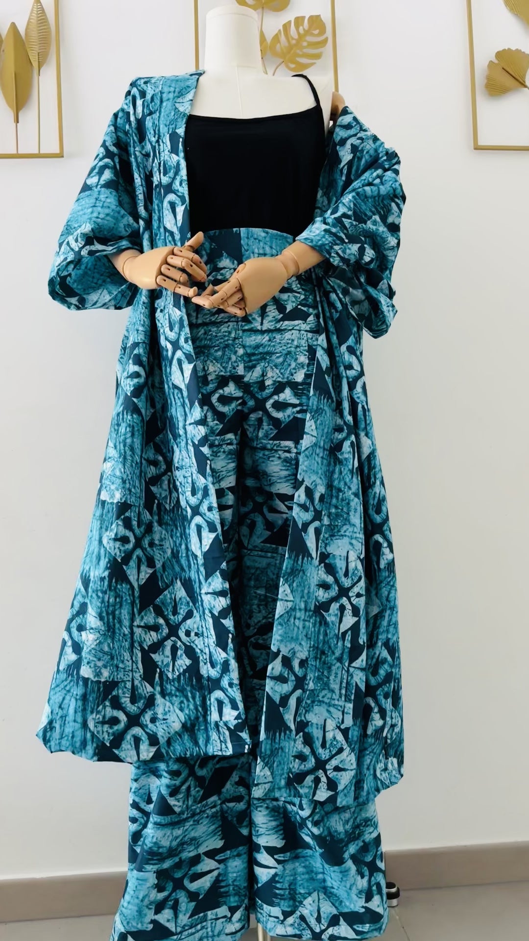 Kimono Maxi - Tie & Dye Turquoise - tenue plage - kimono maxi pour  femme - avec pantalon en ample  set tenue femme
