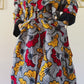 Trench en wax Fleur rouge et jaune / Collection Iconique / Taille Ajustable