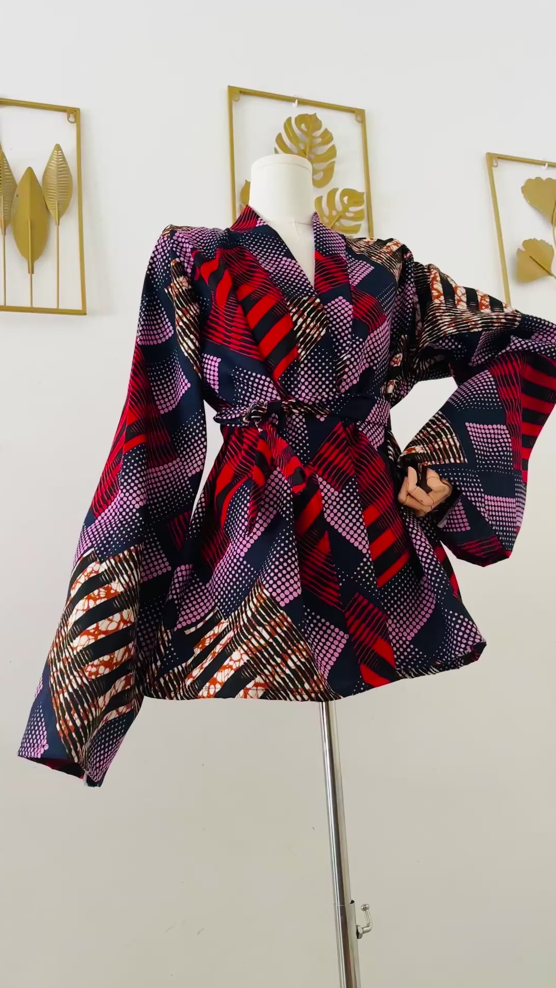 veste africaine rouge- kimono - kimono rouge- kimono femme en wax