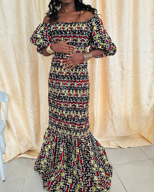 Robe africaine à louer - robe sirène en wax - Kaysol Couture