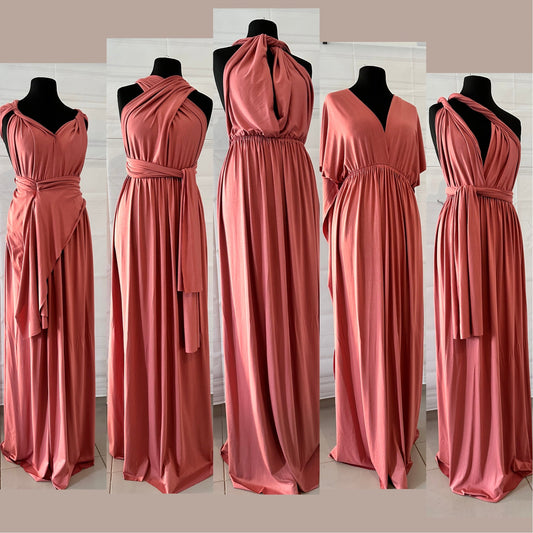 Robe Demoiselle d’honneur rose foncé - Convertible - Kaysol Couture