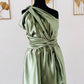 Robe demoiselle d’honneur vert sauge - Robe infinity en Satin vert - Kaysol Couture