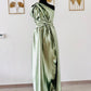 Robe demoiselle d’honneur vert sauge - Robe infinity en Satin vert - Kaysol Couture