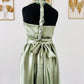 Robe demoiselle d’honneur vert sauge - Robe infinity en Satin vert - Kaysol Couture