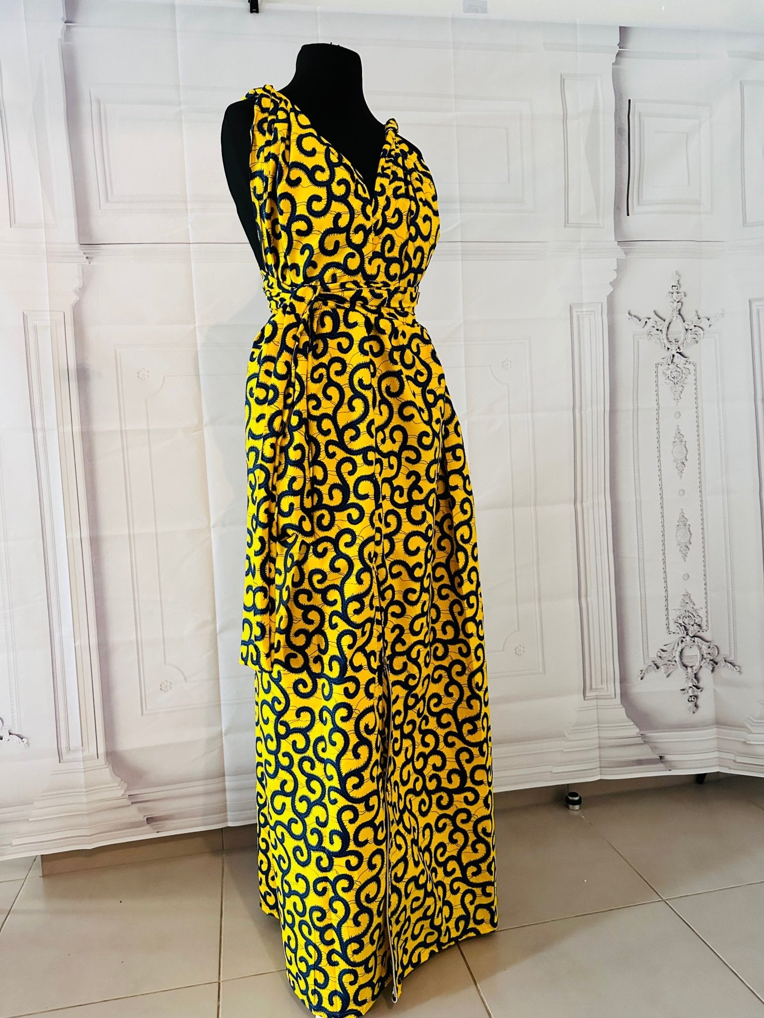 Robe infinity en Wax Jaune Kaysol Couture