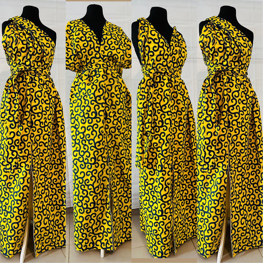 Robe infinity en Wax Jaune - Kaysol Couture