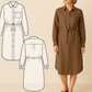 Patron PDF Robe chemise –  manches longues (34–48) PDF A0 + A4