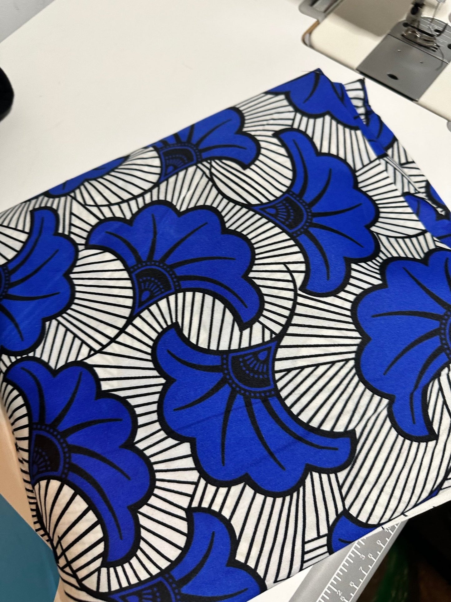 Tissu wax fleur bleue - Kaysol Couture