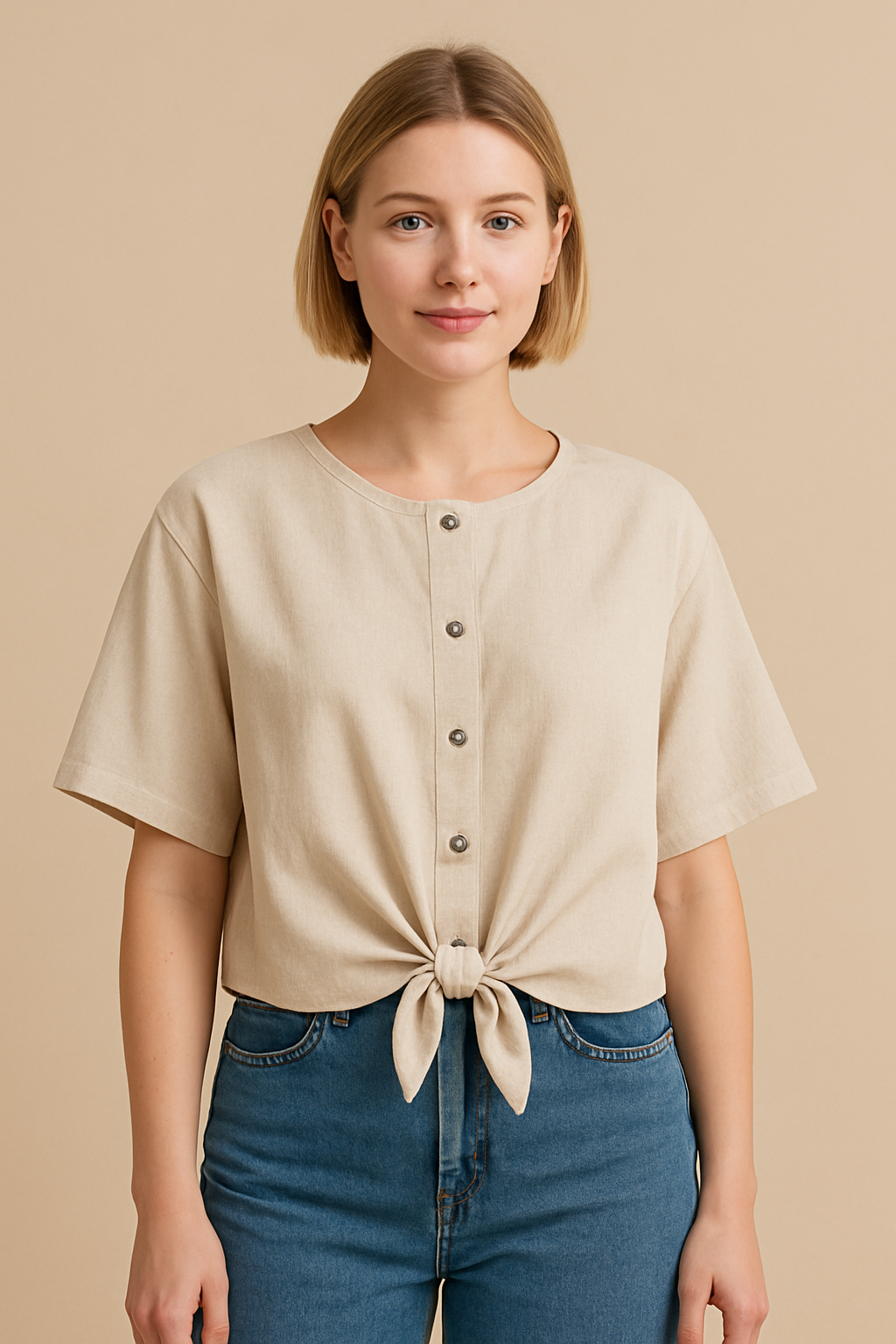 Patron PDF Top Maggy – Top court à nouer devant, XS–7XL, Débutant