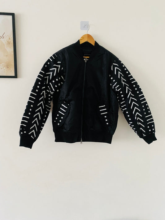 Bomber wax homme - tissu kente - bomber noir - Kaysol Couture