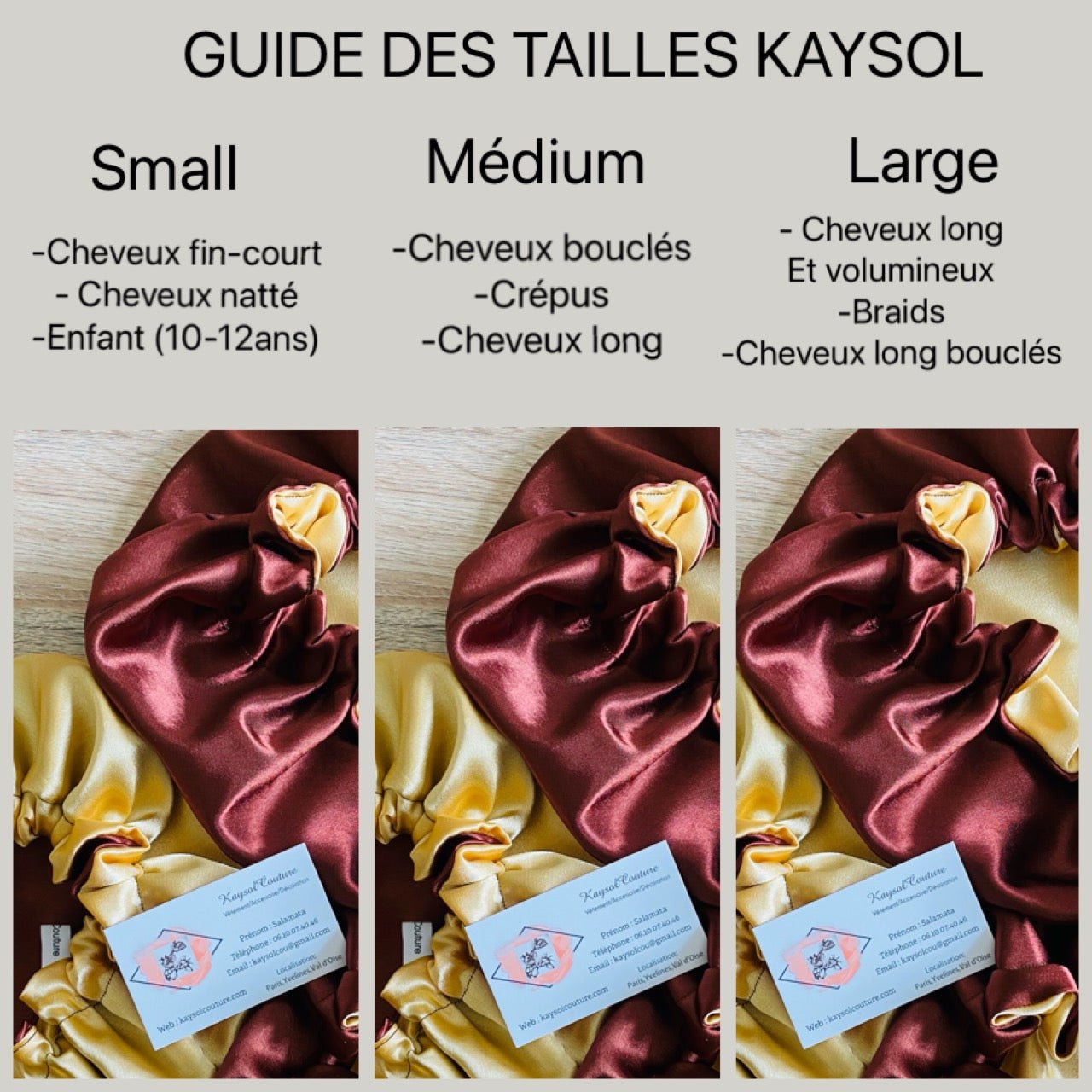 Bonnet en satin - bonnet de nuit - Recto/verso - Kaysol Couture