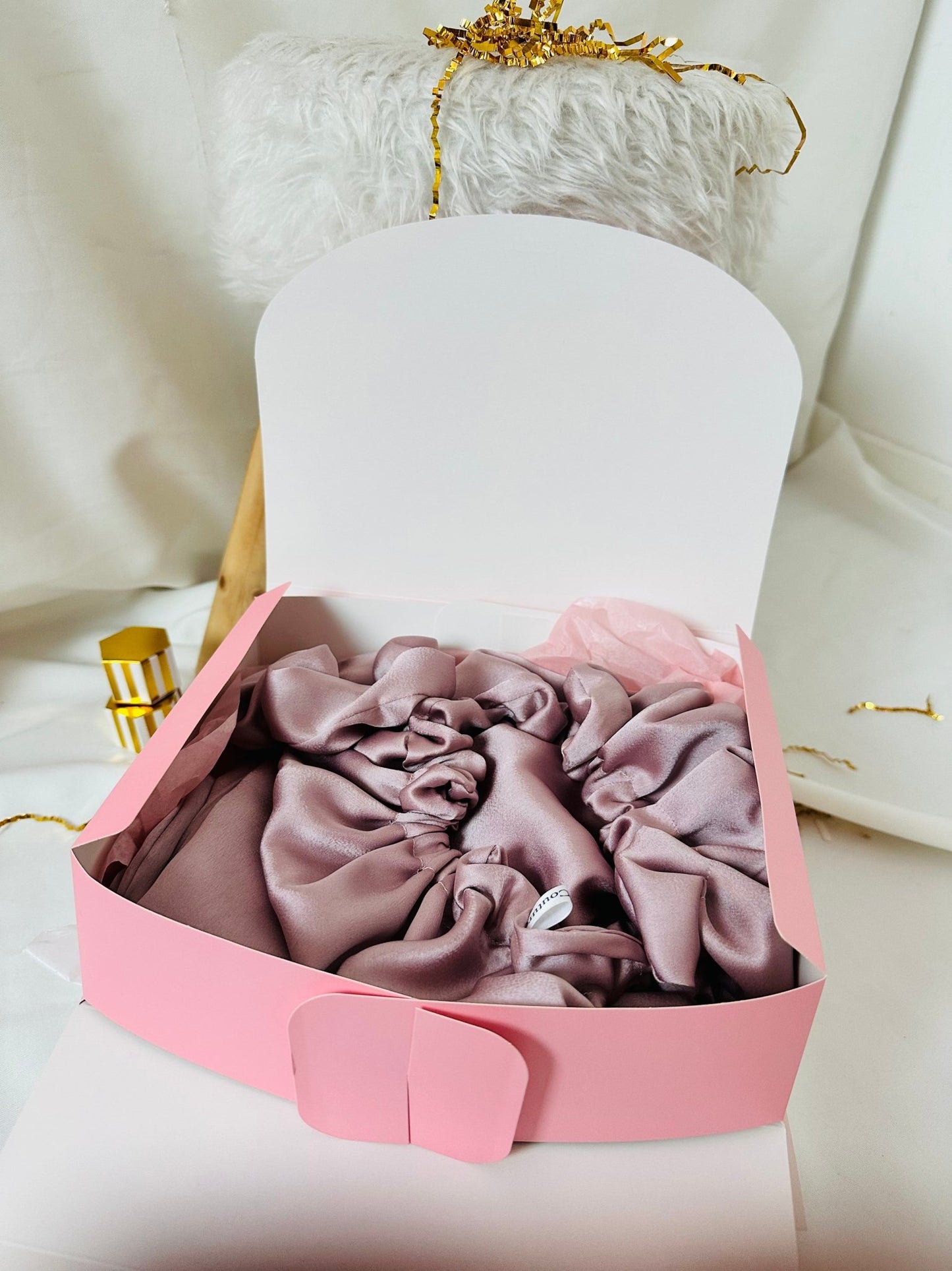 Box Taie d’oreiller en Soie - avec Bonnet et chouchou assorti - Bois de rose - Kaysol Couture