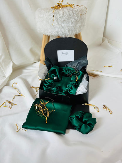 Choix de Couleur - Box Taies d’oreillers en Soie avec bonnet en Soie et chouchou en soie Assorti - Kaysol Couture