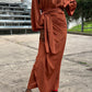 Ensemble deux pieces pour femmes - Tenue Mastoura terracotta - Tenue manches longues Terracotta - Kaysol Couture
