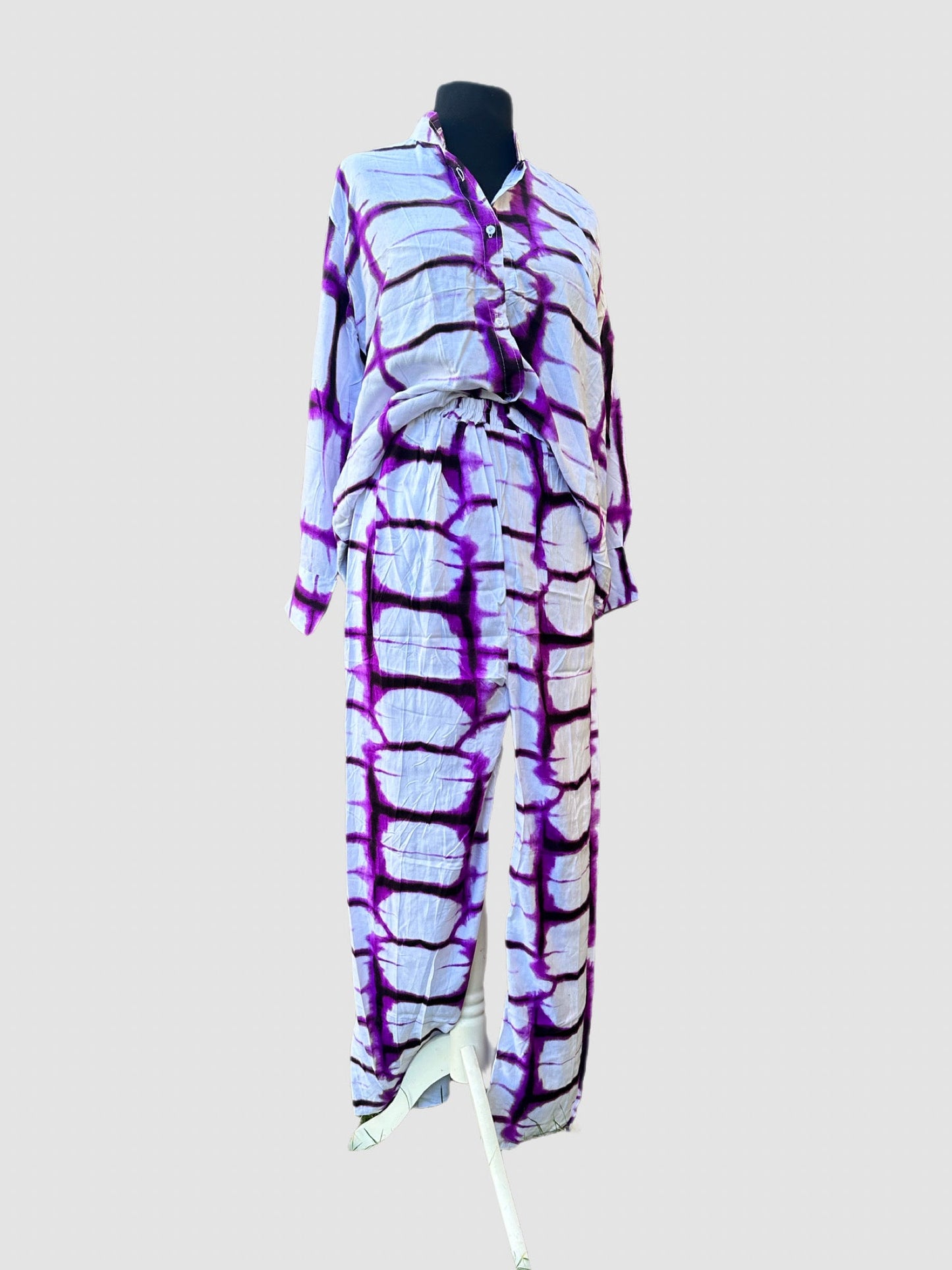 Ensemble femme deux pièces - tenue tie and dye style Africaine - Haut et Pantalon - Kaysol Couture