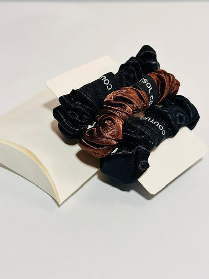 Idée cadeau Mignon et Pratique - Boite avec 3 Scrunchies en Satin soie Luxe - Kaysol Couture