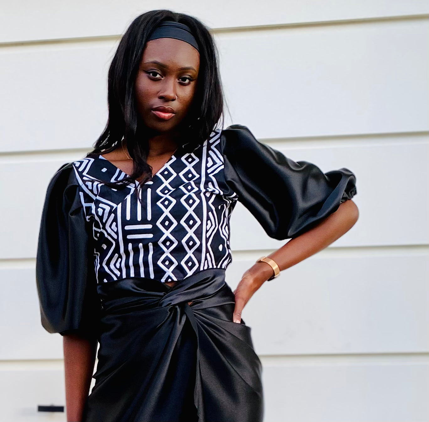 Robe cache c ur en satin et Wax Kaysol Couture Robe en Satin