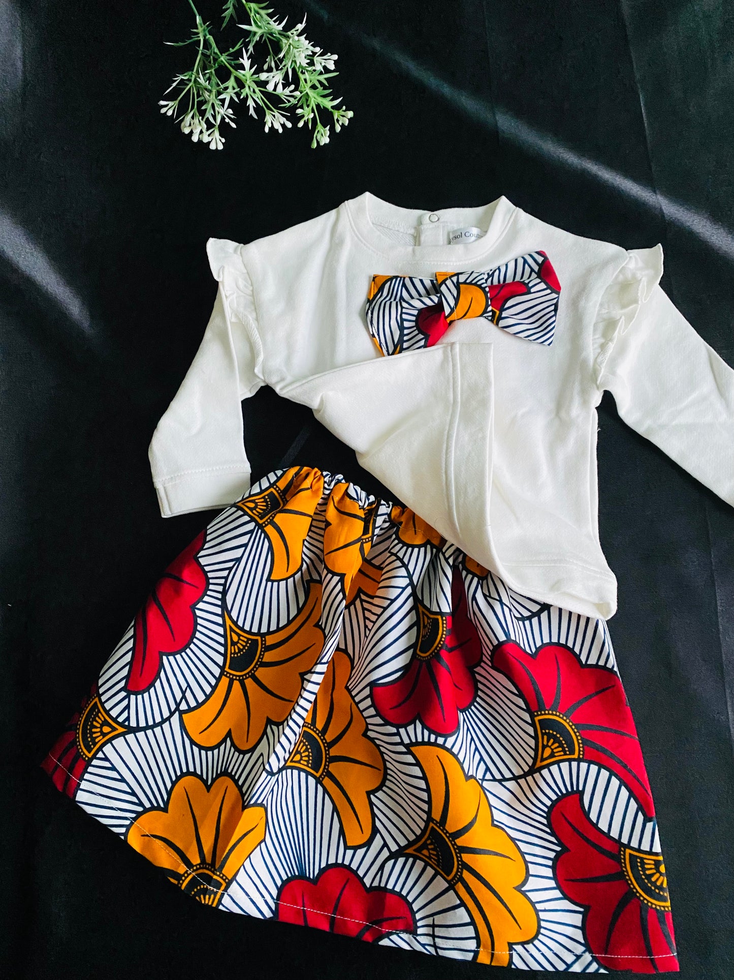 Ensemble bebe fille en Wax Sweat wax bebe Jupe Wax assorti