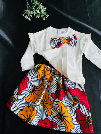 Ensemble bébé fille en Wax - Sweat  wax bébé - Jupe Wax assorti