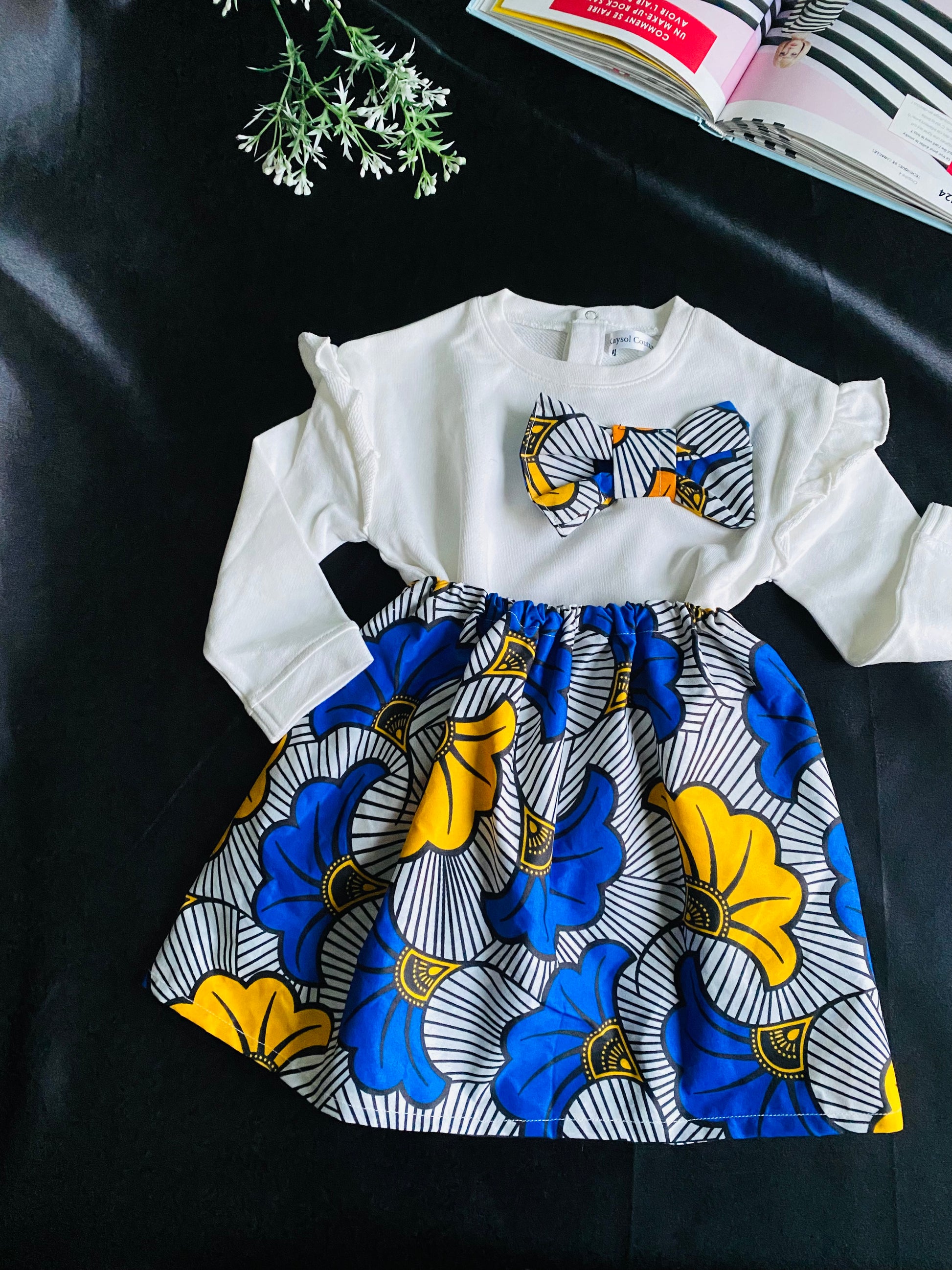 Ensemble bebe fille en Wax Sweat wax bebe Jupe Wax assorti