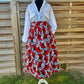 Jupe maxi en Wax - jupe africaine taille haute - tissu Wax fleurs de mariage bleu - Rouge - Kaysol Couture