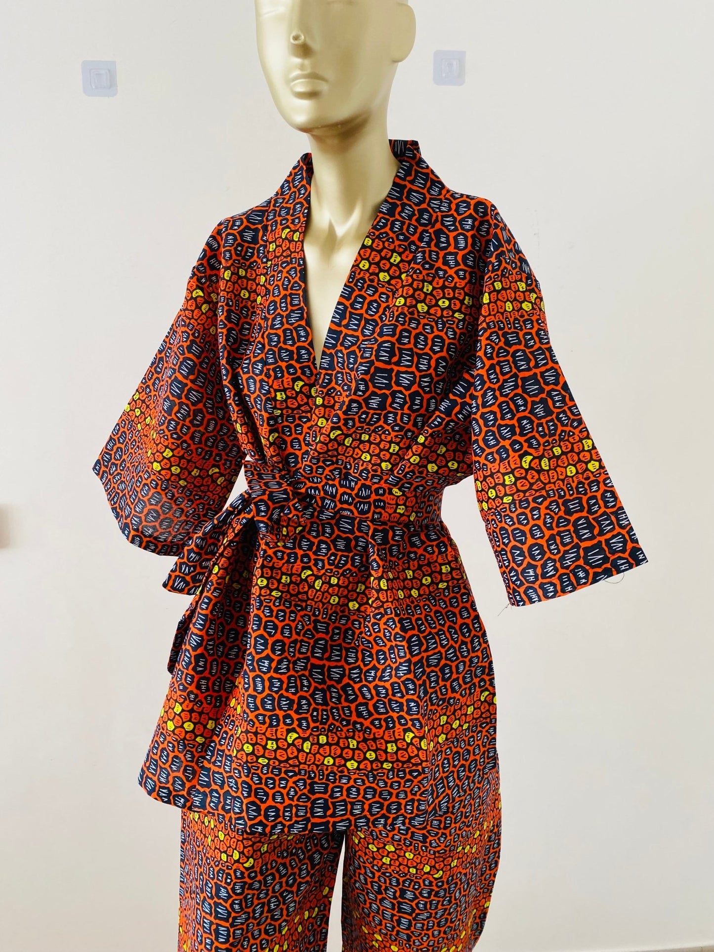 Kimono et pantalon wax - Ensemble en Wax pour femme - Kaysol Couture