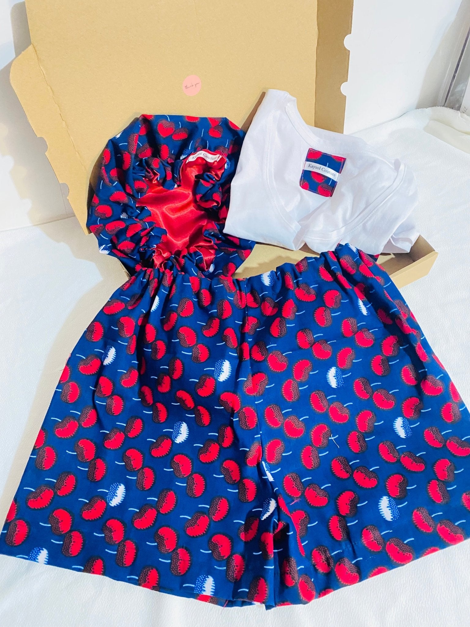 Pyjama Mariam - Bonnet en satin assorti - Kaysol Couture