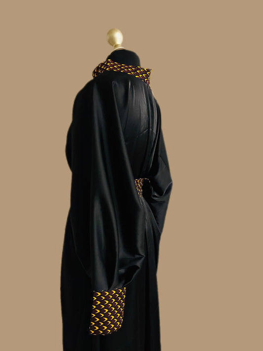 Robe ample avec ceinture en Wax et Soie noir - Collection Capsule Haby - Kaysol Couture