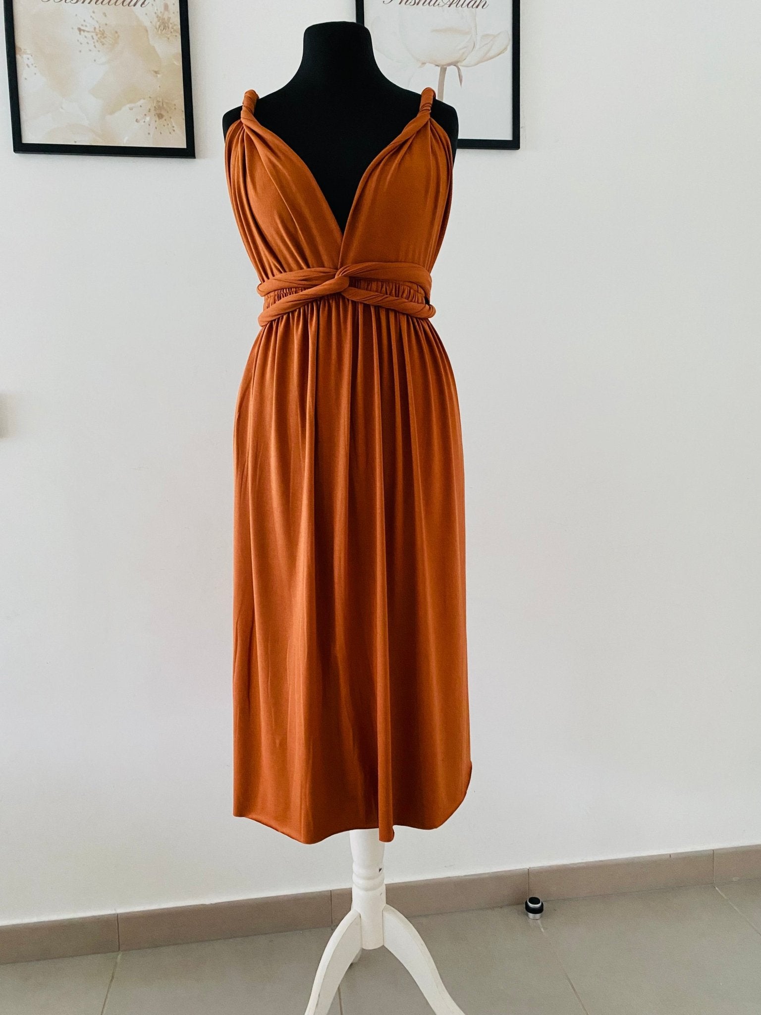 Robe de demoiselle d’honneur rouille - Terracotta - Orange brûlée - Kaysol Couture