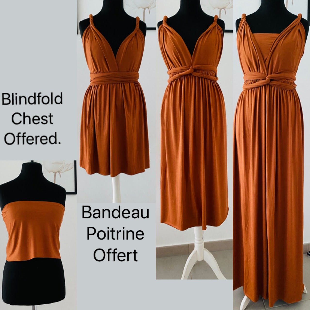 Robe de demoiselle d’honneur rouille - Terracotta - Orange brûlée - Kaysol Couture