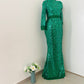 Robe de soiree e sequins - robe demoiselle d’honneur robe de bal - cocktail - sequin vert - Kaysol Couture