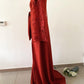 Robe de Soiree Mastoura - Demoiselle d’honneur rouille manche longue - Kaysol Couture