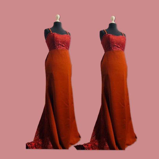 Robe de soirée orange brûlée - Kaysol Couture