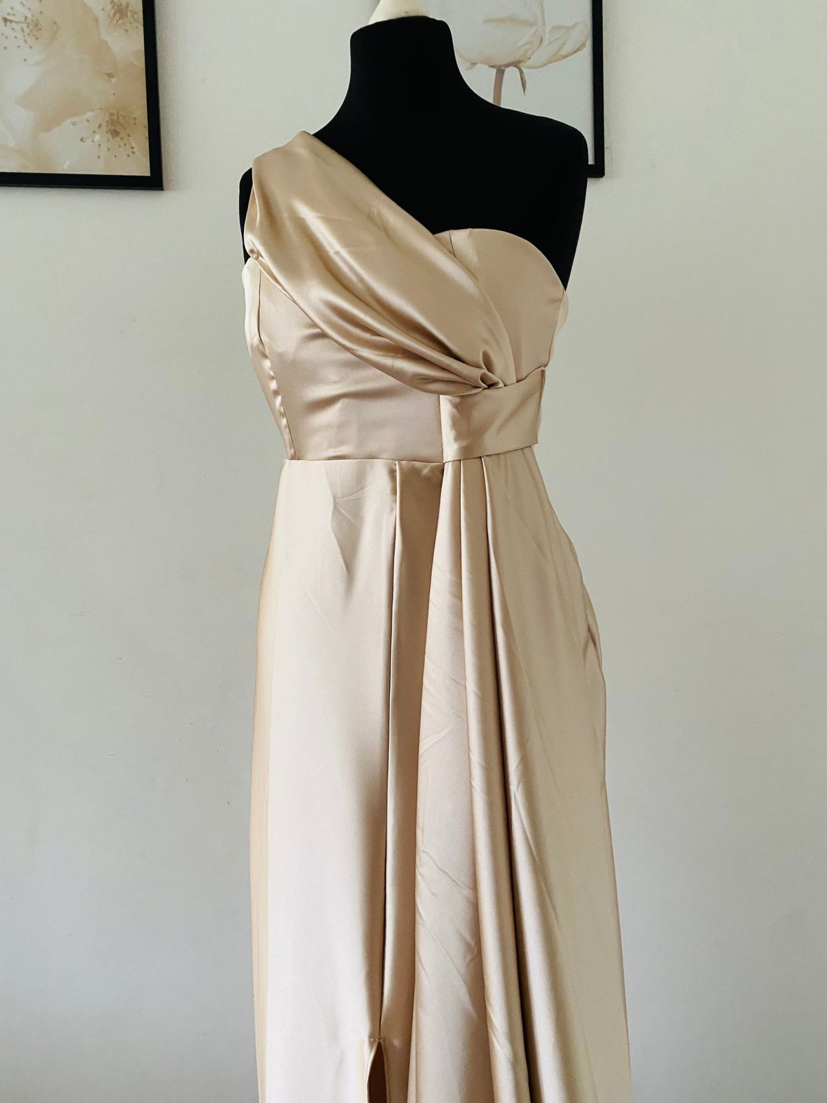 Sadin Robi Robe de Temoin mariage Beige Champagne - Robe Drapée en Satin – Kaysol ...